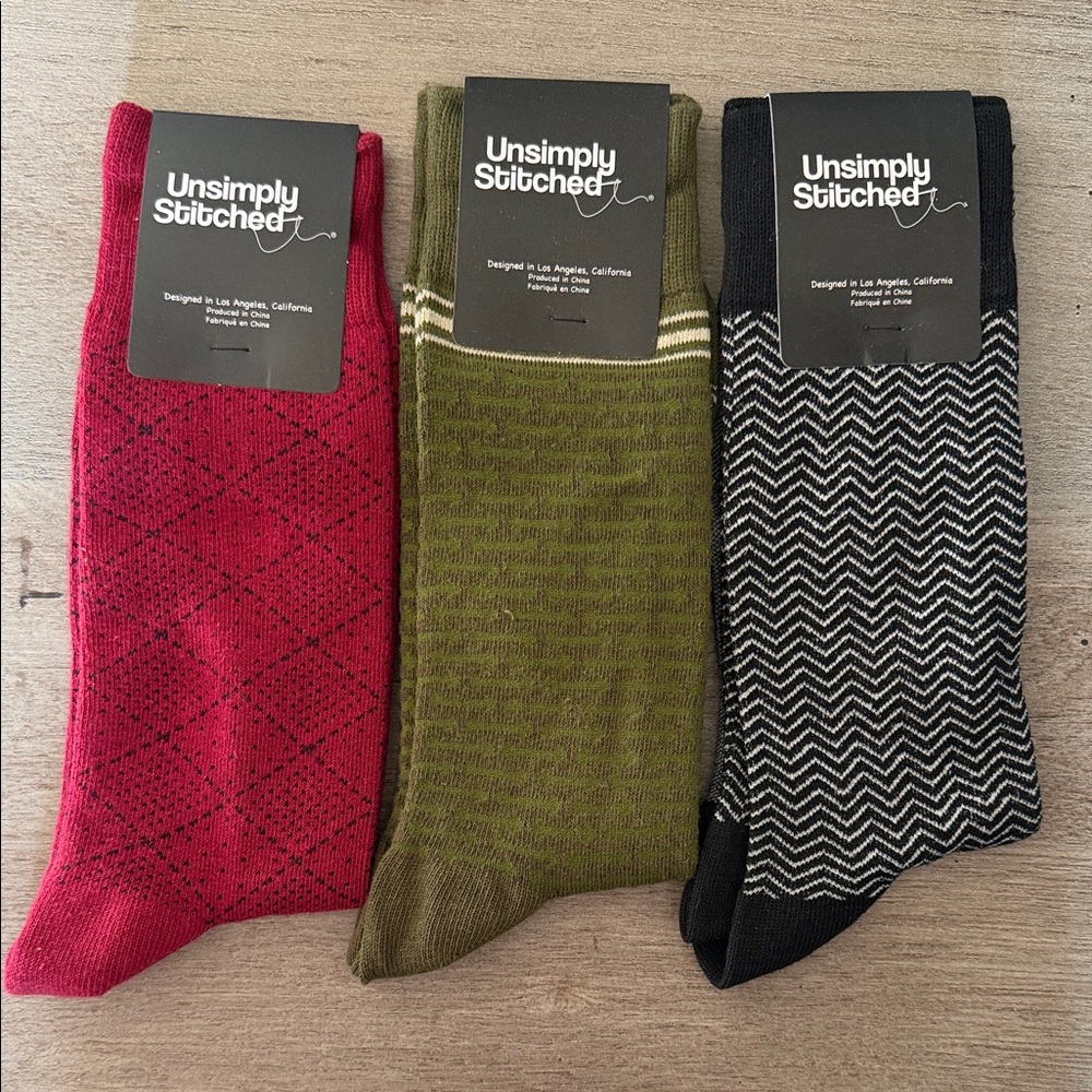 Men's Unsimply Stitched Sock Trio - Maroon, Olive, Black